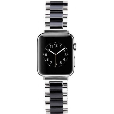 AW Keramický dvoubarevný řemínek na Apple Watch - Stříbrno černý Šířka uchycení řemínku: 38/40/41mm Stříbrná-černá IR-AWKER01 – Zboží Mobilmania