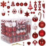 SPRINGOS Maxi 153-dílná sada vánočních ozdob červeno-bílá – Hledejceny.cz