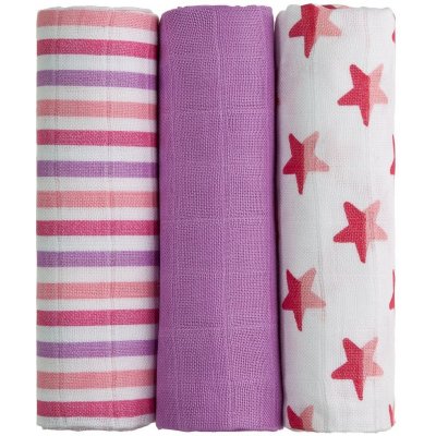 T-Tomi BIO Bambusové pleny Pink Stars/Purple 3 ks