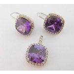 Klenoty Budín mohutná stříbrná rhodium souprava s fialovými ametysty 0306675 – Hledejceny.cz