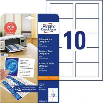 Avery Zweckform 85 x 45 mm 10 listů matné bílé C32010-10 – Hledejceny.cz