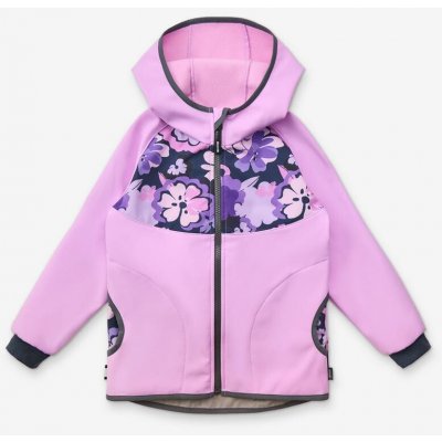 Unuo dětská softshellová bunda bez zateplení Basic Kytky Lila – Sleviste.cz