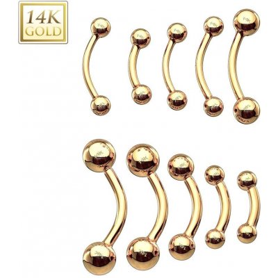 Šperky4U zlatý piercing do obočí kuličky ZL01107-1210-YG