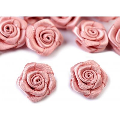 Saténové mini růžičky LUX - pudrově růžové – Zboží Dáma