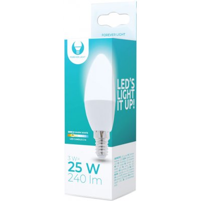 TelForceOne LED žárovka E14 C37 3W 230V 3000K 240lm Forever – Zboží Mobilmania