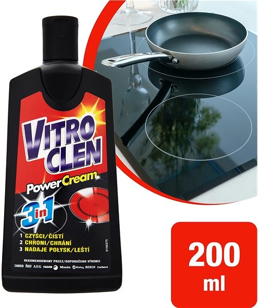 Vitroclen All in One Cream Cleaner for Ceramic and Induction Hobs - Bottle  of 200 ml / Power Cream Cleaner