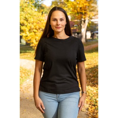 Jsem máma Bavlněné kojicí tričko se skrytými zipy černé – Zboží Dáma