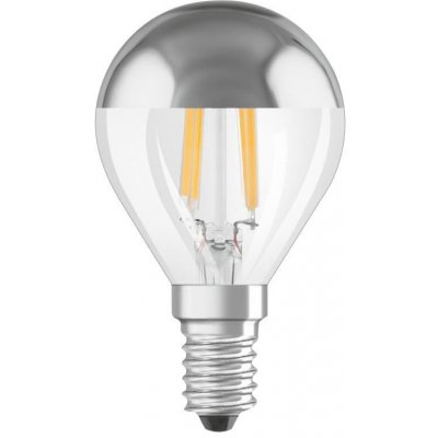 Osram LED žárovka kapka, 4 W, 380 lm, teplá bílá, E14 LED STAR CL P FIL MIRROR SILVER 34 – Hledejceny.cz