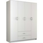 Topeshop Romana 160 KPLB skříň/šatník 11 police/polic 4 dveře/dveří Bílá – Sleviste.cz