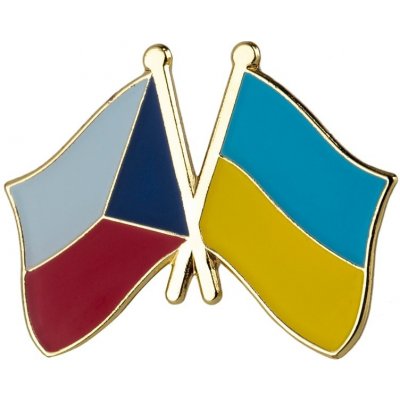Zlatá brož vlajka Česko-Ukrajina