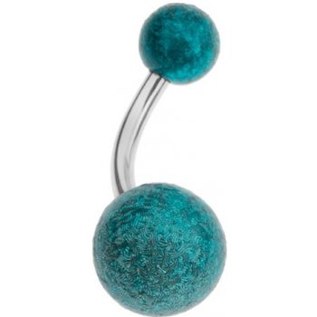 Šperky eshop akrylový piercing do pupíku tyrkysové kuličky s pískovaným povrchem PC20.24