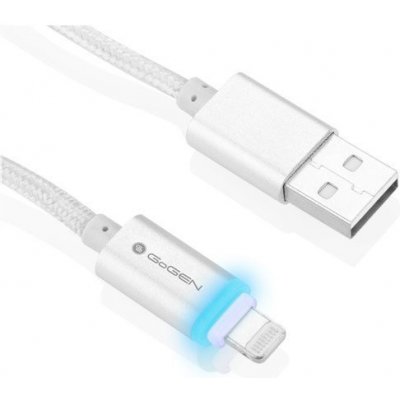 Kabel GoGEN USB/Lightning, 1m, oplétáný - stříbrný