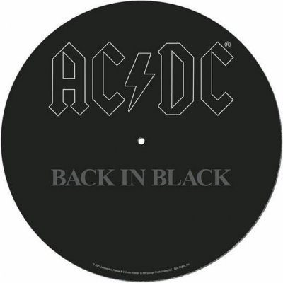 EPEE - CurePink: | Podložka na talíř gramofonu AC/DC: Back In Black (průměr 30,5 cm) [GP86036] – Zboží Mobilmania