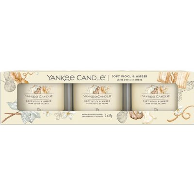 YANKEE CANDLE Soft Wool & Amber 3× 37 g