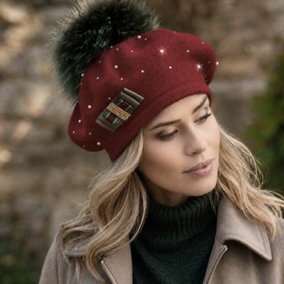 Krumlovanka dámský baret s bambulí W-0149/144 vínový – Hledejceny.cz