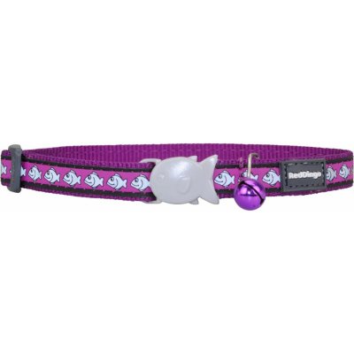 Red Dingo obojek pro kočky reflexní Fish Purple 12 mm – Zboží Dáma