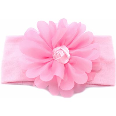 Látková čelenka pro miminko s velkým květem Barva: středně růžová – Zboží Dáma