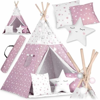 Nukido teepee stan pro děti se světly růžový s hvězdičkami – Zboží Dáma
