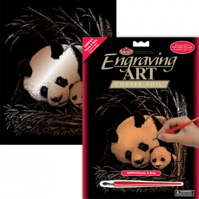 Royal & Langnickel Mědený škrabací obrázek Panda s mládětem – Zboží Dáma