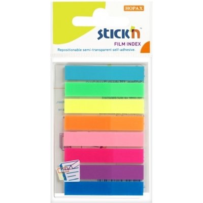 Záložka samolepicí Stick'n Hopax, 45x8 mm, plastová, neonové barvy, 8x20 ks – Hledejceny.cz
