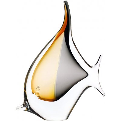 Artcristal Bohemia Skleněná ryba TF zlatý topaz a kouřově černá,, 18 cm | České hutní sklo – Zbozi.Blesk.cz