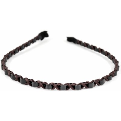 Kovová čelenka s ozdobnou stužkou hnědá – Zboží Dáma