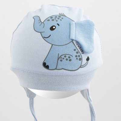 Bavlněná kojenecká čepička New Baby Happy Elephant blue – Zboží Mobilmania