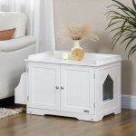 Goleto Kočičí skříňka s dvířky bílá 86 x 48 x 52 cm – Zboží Mobilmania