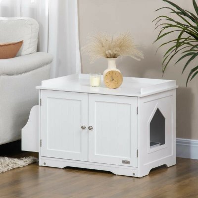 Goleto Kočičí skříňka s dvířky bílá 86 x 48 x 52 cm – Zboží Mobilmania