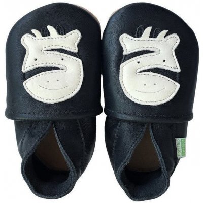 Hopi Hop kožené capáčky Barefoot Zebra černo-bílá – Zboží Mobilmania