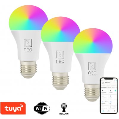 Immax NEO LITE SMART sada 3x žárovka LED E27 11W RGB+CCT barevná a bílá, stmívatelná, Wi-Fi, TUYA – Hledejceny.cz