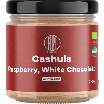 BrainMax Pure Raspberry White Chocolate Cashews oříškový krém kešu maliny a bílá čokoláda 250 g
