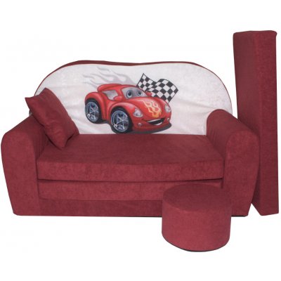 Fimex Rozkládací dětská pohovka s bobkem a polštářkem Cars Bordó – Zbozi.Blesk.cz