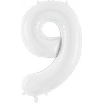 PartyDeco Balónek fóliový narozeninové číslo 9 bílý 86 cm