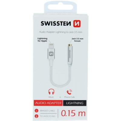 SWISSTEN Audio adaptér Textile Lightning/jack (samice) 0,15 m, stříbrný 73501212 – Hledejceny.cz