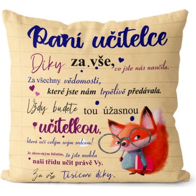 Impar Polštář Paní učitelce liška 40x40 – Zbozi.Blesk.cz