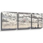 Obraz s hodinami 3D třídílný - 150 x 50 cm - Vue depuis les toits de Paris - Tour Eiffel Vůdní depuis les toits de Paris – Hledejceny.cz