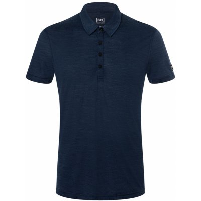 Super natural pánské merino polotriko Travel Polo blue iris melange – Zbozi.Blesk.cz