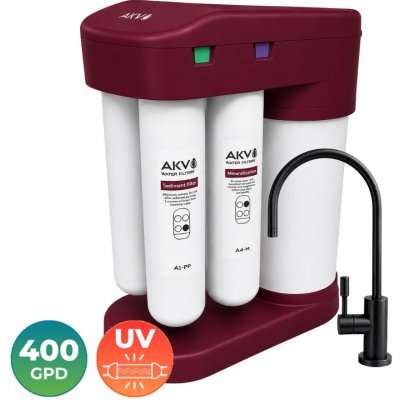 AKV RO TYTAN-400+UV Burgundy systém reverzní osmózy s vysokým výkonem 400 GPD s UV lampou – Hledejceny.cz