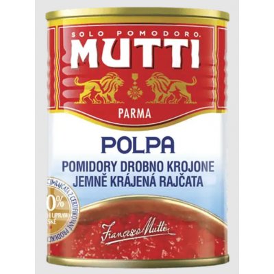 Mutti Polpa jemně krájená rajčata s česnekem 400 g – Sleviste.cz