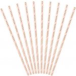 PartyDeco Papírová brčka Zlaté proužky světle růžové 10 ks – Sleviste.cz