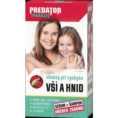 Predator Parazit při výskytu vší a hnid PACK sérum 100 ml + šampon 100 ml + kovový hřeben dárková sada – Zboží Mobilmania