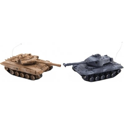 Teddies RC Sada tanků tanková bitva 2 ks 25 cm RTR se zvukem a světlem hnědý a modrý 1:32