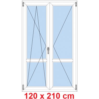 Soft Dvoukřídlé balkonové dveře s příčkou otevíravé a sklopné Černá krupička/Černá krupička 120 x 210 cm – Hledejceny.cz