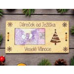 Dřevěná dárková karta/přání od Ježíška stromeček – Zboží Mobilmania