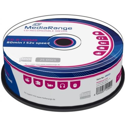 MediaRange CD-R 700MB 52x, cakebox, 25ks (MR201) – Zboží Živě