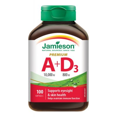 Jamieson Vitamíny A+D 10000/800IU Premium 100 kapslí – Hledejceny.cz