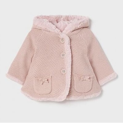 Mayoral kojenecký pletený kabátek s kožíškem – Zboží Mobilmania
