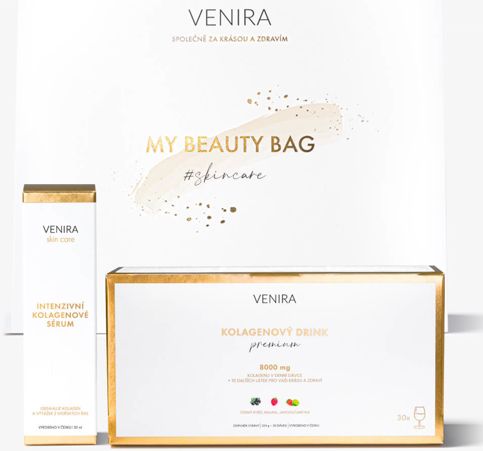 Venira Beauty Bag intenzivní kolagenové sérum 30 ml + Premium kolagenový drink mix 3 příchutí 30 sáčků