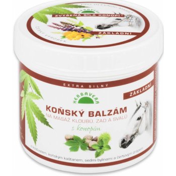 Herbavera Body Massage koňský balzám s konopím a skořicí (Extra Strong) 500 ml